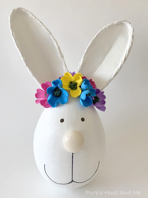 easter home decor idea - bunny head with flowers