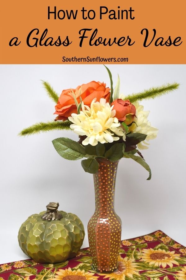 graphic for how to paint a thrifted glass flower vase