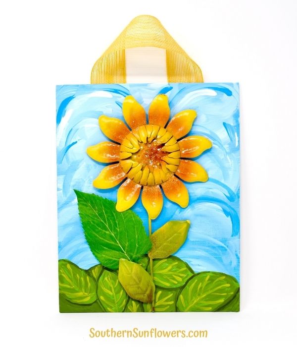 completed dollar tree sunflower canvas art