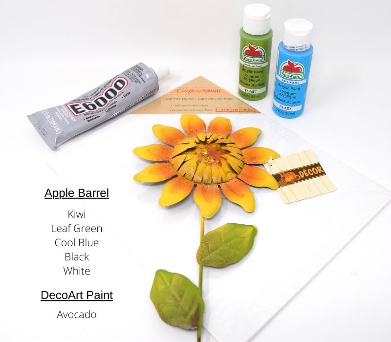 supplies needed for dollar tree painted sunflower canvas