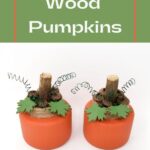 pinterest graphic for thrift store upcycled wood pumpkins