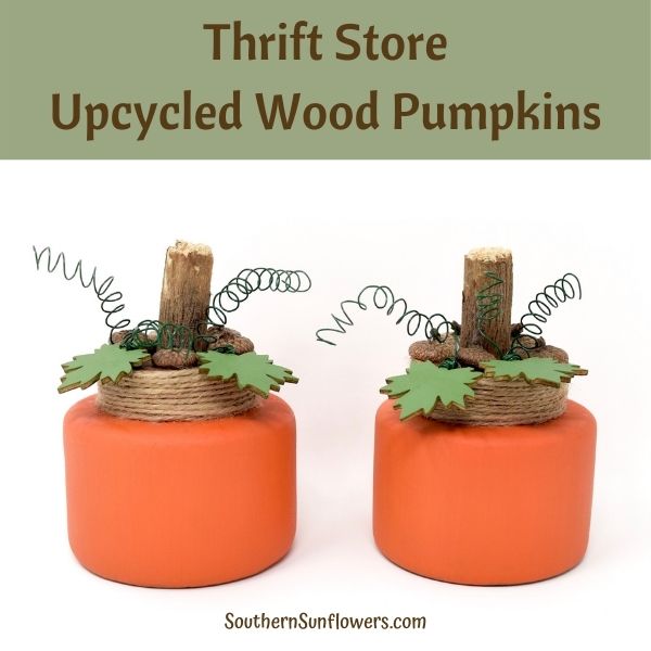 graphic for thrift store upcycled wood pumpkins