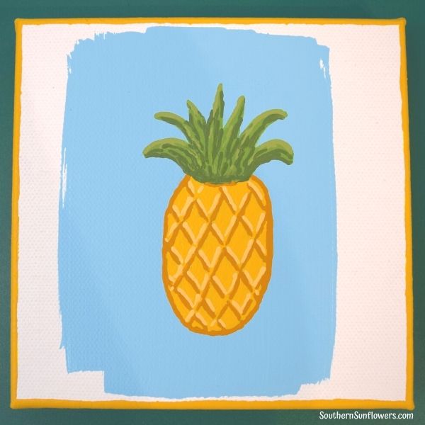completed painting step of the painted pineapple