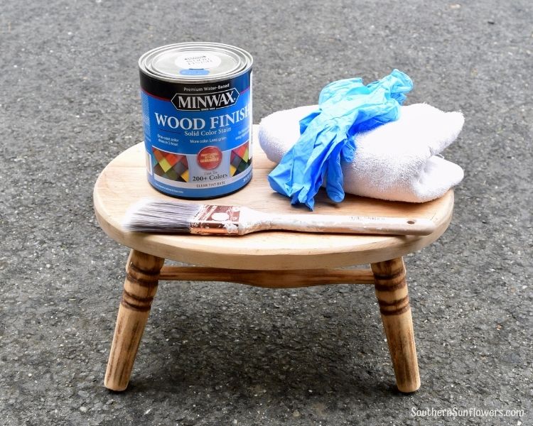 staining supplies needed for step stool makeover using stain