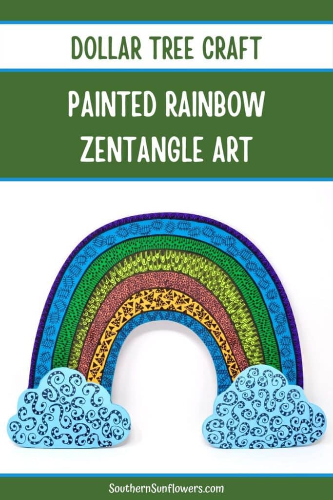 graphic for the completed painted rainbow zentangle art