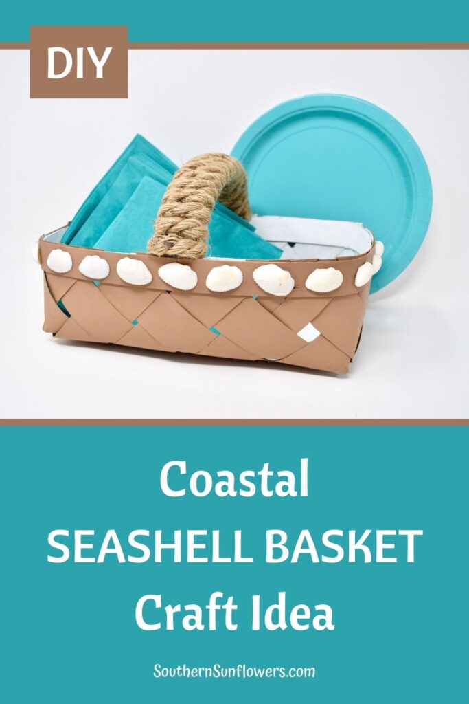diy coastal seashell craft idea using a basket