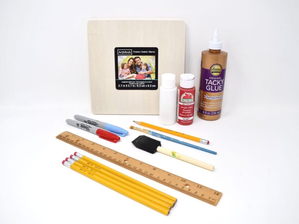 supplies needed to complete diy back to school photo frame