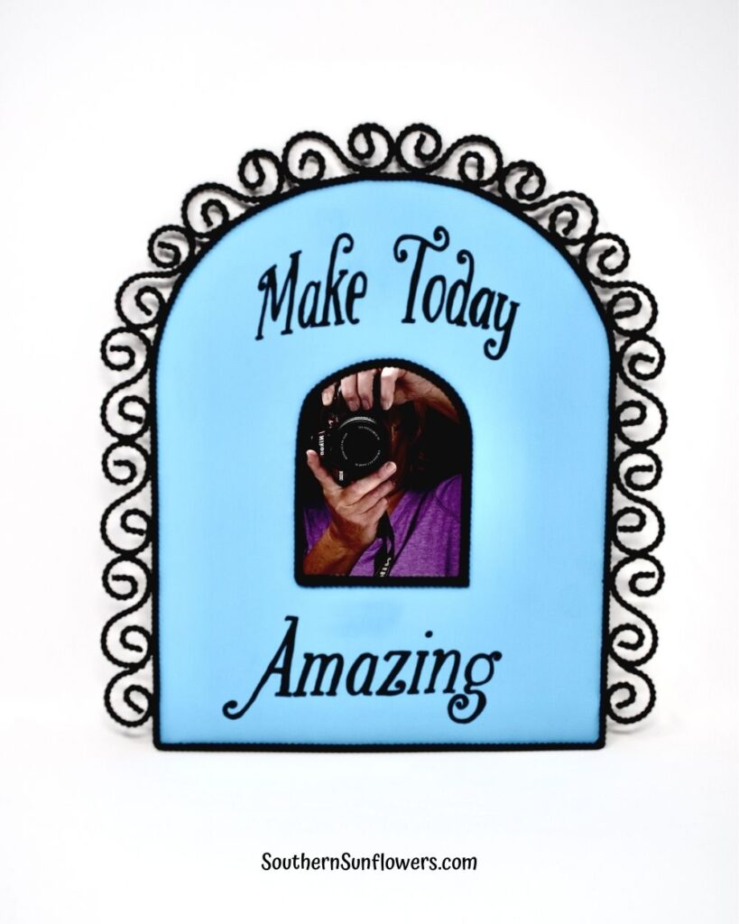 thrift store mirror makeover with quote "make today amazing"