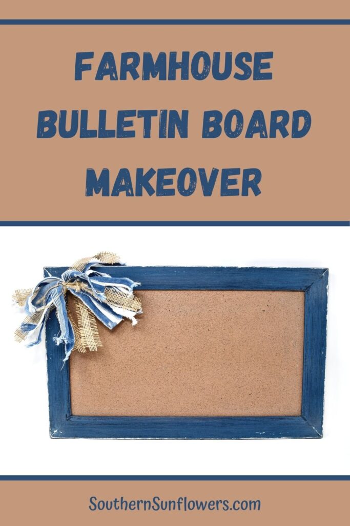 pinterest graphic for bulletin board makeover showing completed painted and decorated board