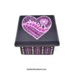 valentines day painted jewelry box with dots to make heart design
