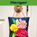 completed diy door knob hanger - denim with felt flowers
