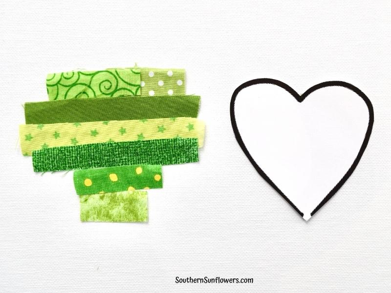 example of shamrock leaf with strips of fabric for the diy st patricks day decor
