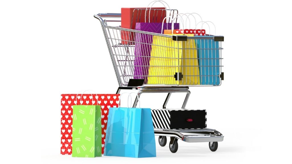 shopping cart and gift bags