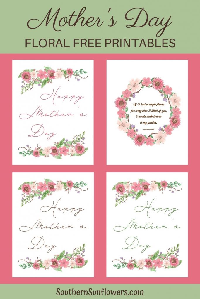 free mothers day printables 4 different styles with flowers