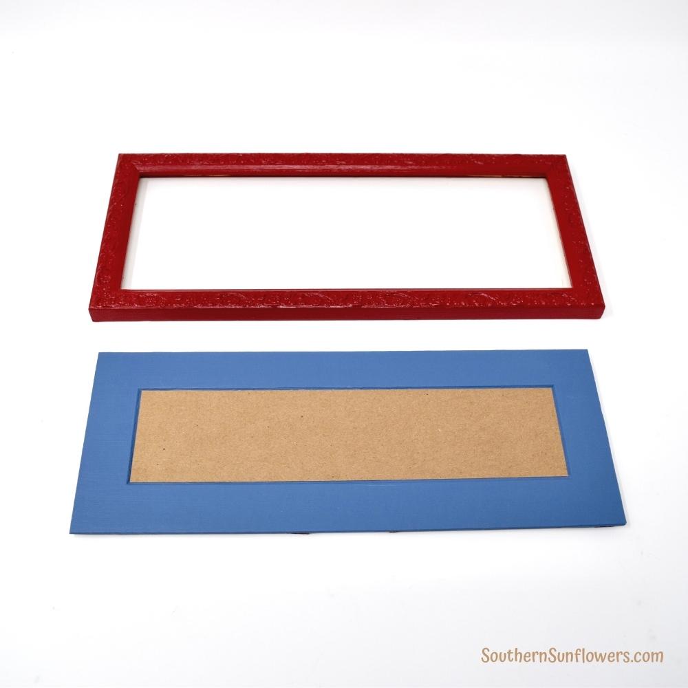 painted frame and mat step for the simple framed art makeover project