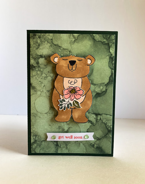 handmade scrapbook greeting card with brown bear 