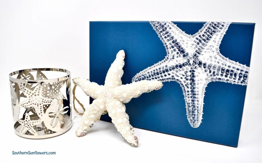 diy starfish themed gift idea - candleholder, ornament, and photo box