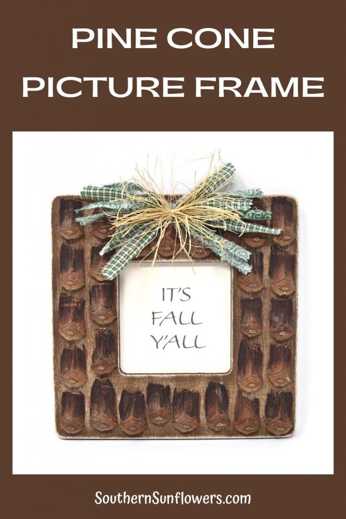 pinterest graphic for pine cone picture frame 