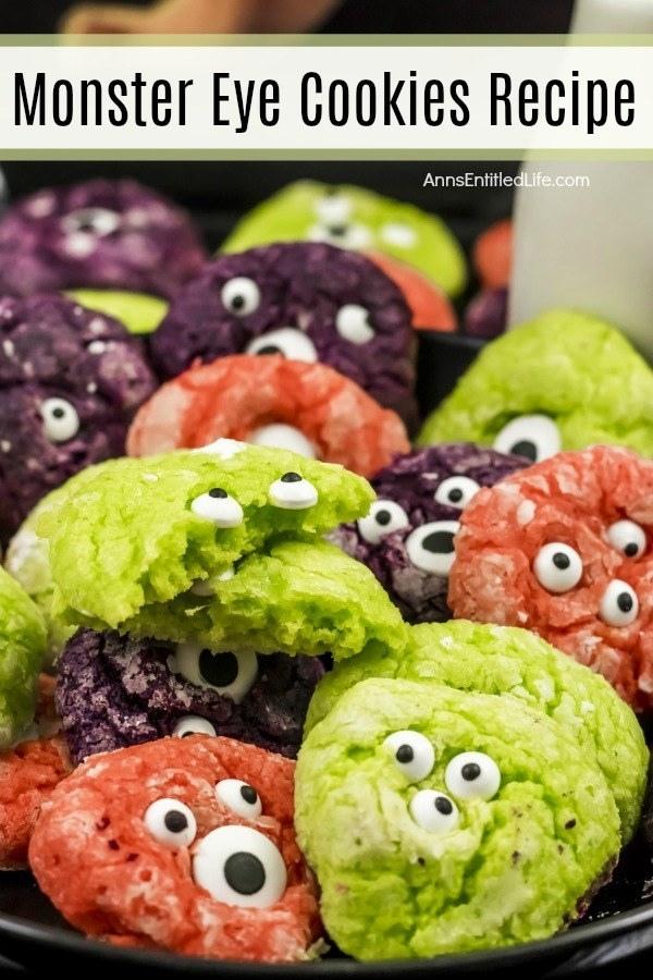 last minute halloween food ideas - monster eyed cookies in different colors