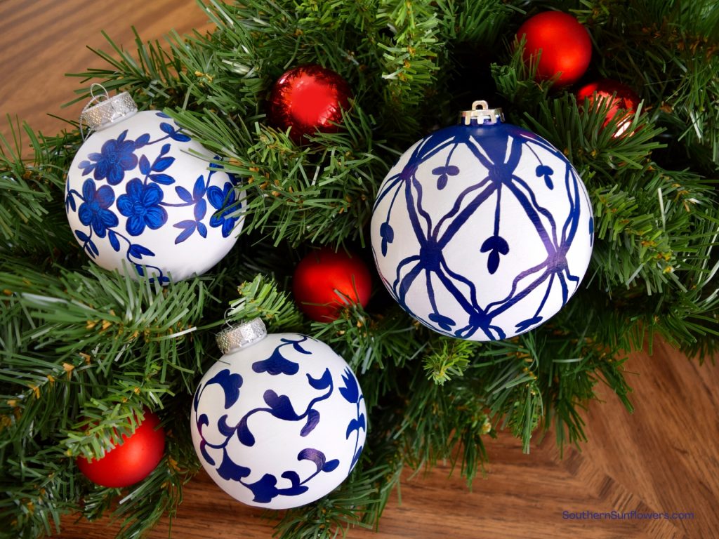 3 DIY designer knockoff Chinoiserie Christmas ornaments