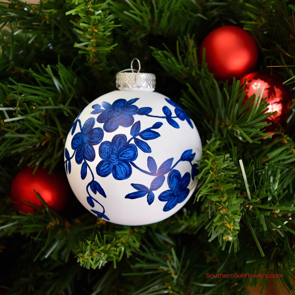 DIY hand painted designer knockoff chinoiserie ornament 