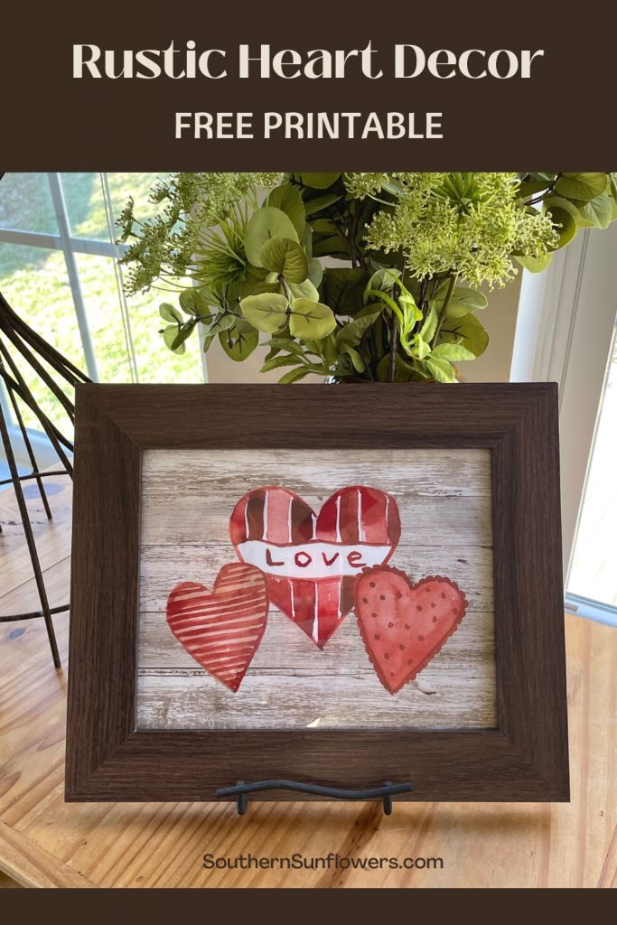 free valentine wall art farmhouse style is shown framed and propped on an easel