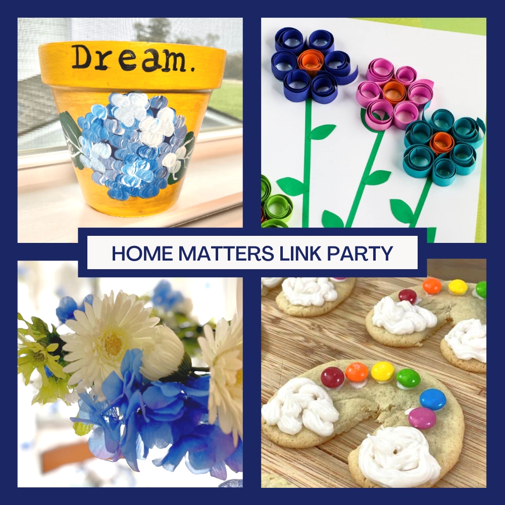a photo collage of this week's colorful features at the home matters link party