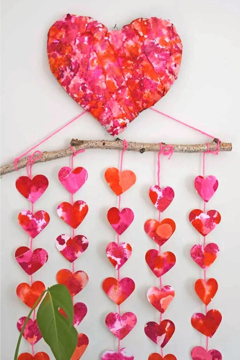 crafted heart hanging decor featured at the Valentine Hearts and Sweets Home Matters Link Party