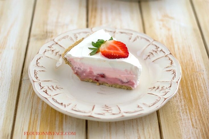 slice of strawberry pudding pie featured at the Home Matters party