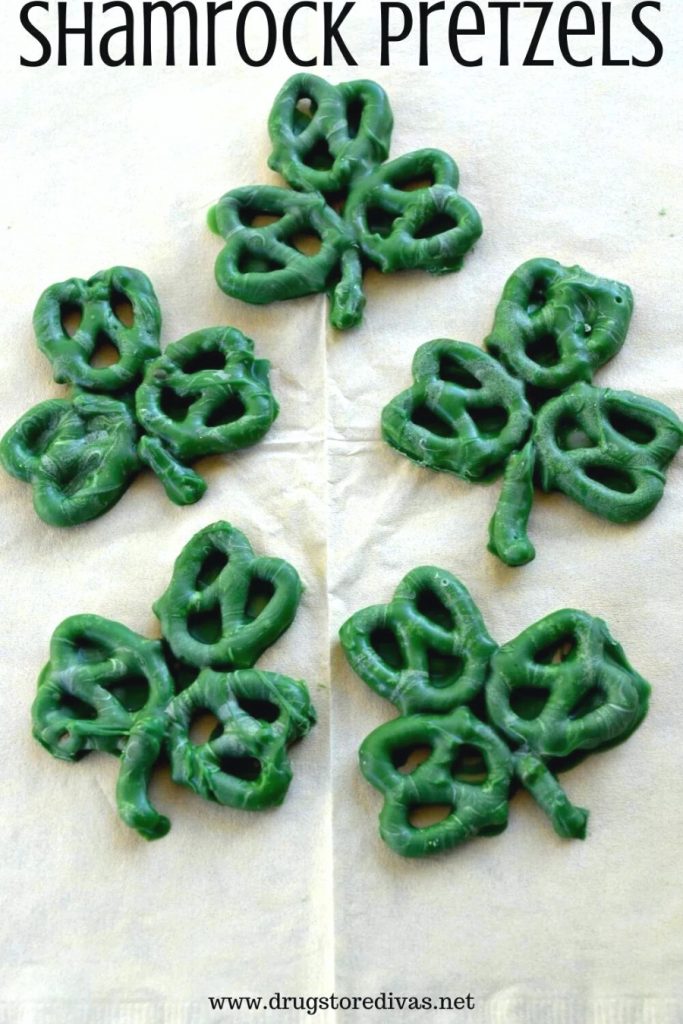 St. Patrick's Day shamrock green pretzels featured at the home matters link party