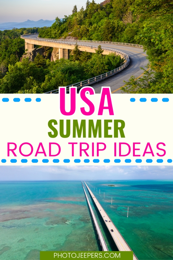 graphic for USA summer road trip ideas which was featured at the home matters link party