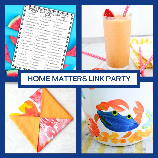 a photo collage graphic of the 4 features from the home matters party #435