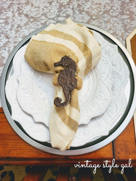 DIY seahorse napkin rings that were featured at the home matters link party #439