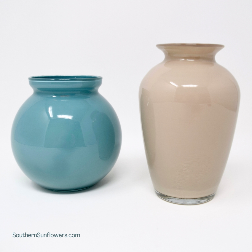 glass vases painted on the inside