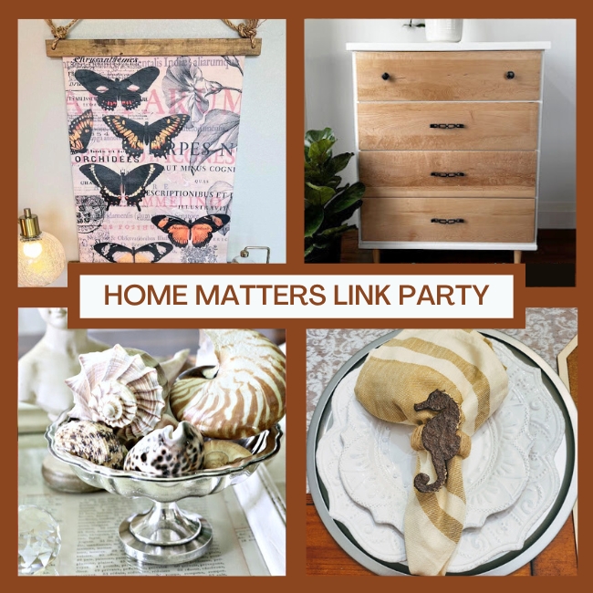 photo collage of the 4 features at the home matters link party #439