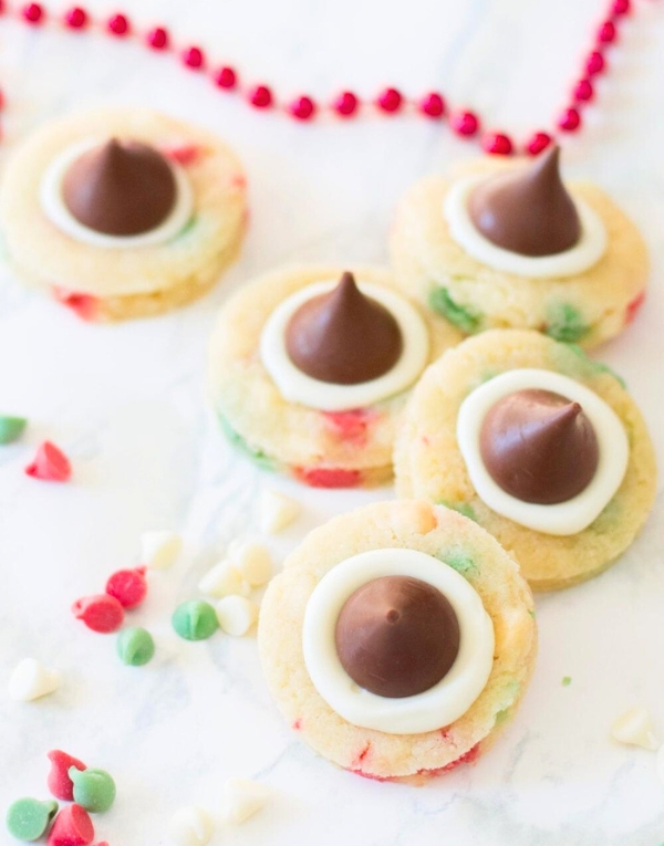 Christmas thumbprint cookies that were featured at the home matters link party #457