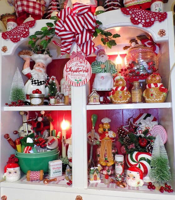 Christmas hutch home decor inspiration that was featured at the home matters link party #458