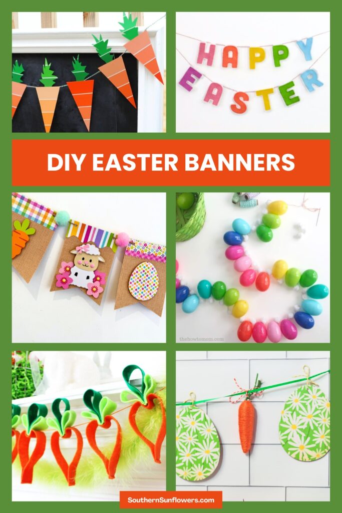 Six DIY banners and garland Easter decor and craft ideas.