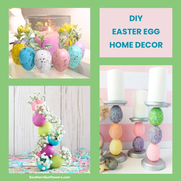 Three DIY Easter egg themed home decor ideas.