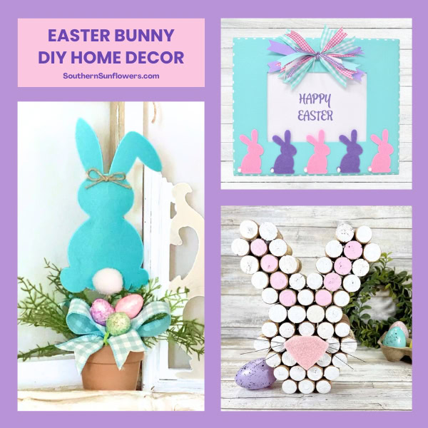 Three pastel DIY bunny crafts and home decor.