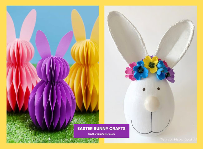 Two Easter bunny crafts for decorating for the holiday.