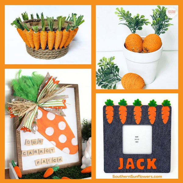 Four carrot-themed Easter craft ideas.
