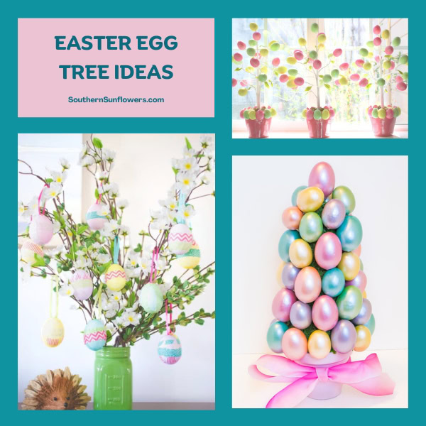 Three DIY Easter egg tree ideas for holiday home decor.